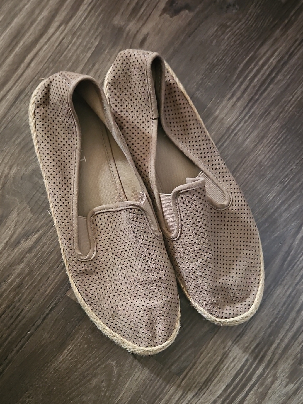 Esprit Taupe Perforated Slip-On Espadrilles